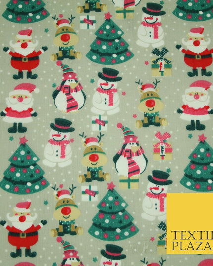 Christmas Tree Santa Gifts Rudolph Printed Poly Cotton Fabric Polycotton 45"