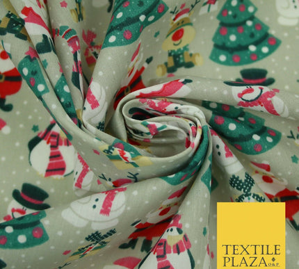 Christmas Tree Santa Gifts Rudolph Printed Poly Cotton Fabric Polycotton 45"