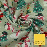 Christmas Tree Santa Gifts Rudolph Printed Poly Cotton Fabric Polycotton 45"