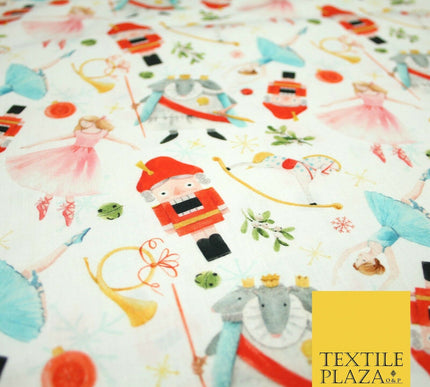 Festive Nutcracker Ballerina Christmas Digital Print 100% Cotton Fabric 58" 4937