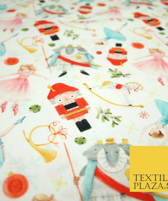 Festive Nutcracker Ballerina Christmas Digital Print 100% Cotton Fabric 58" 4937