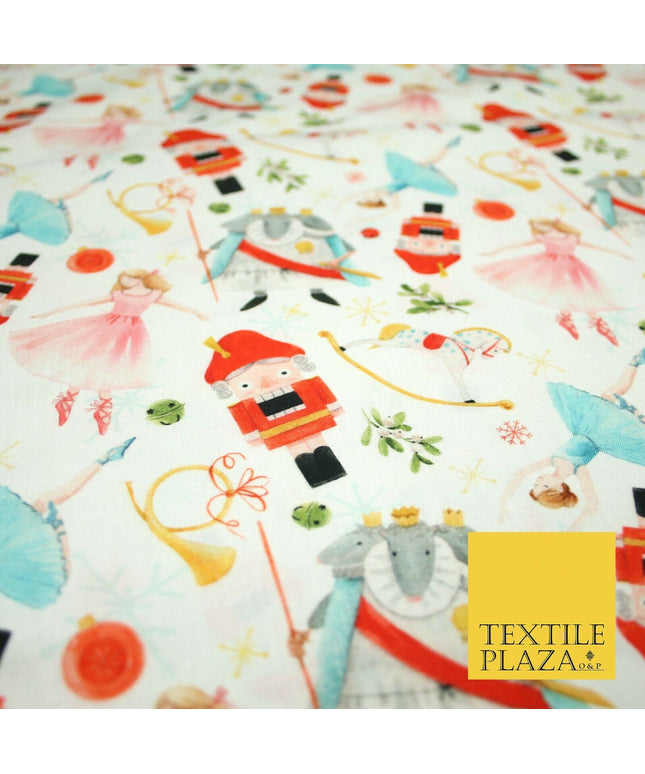 Festive Nutcracker Ballerina Christmas Digital Print 100% Cotton Fabric 58" 4937