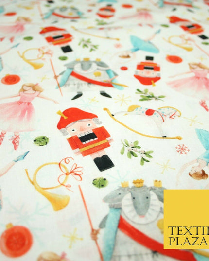 Festive Nutcracker Ballerina Christmas Digital Print 100% Cotton Fabric 58" 4937