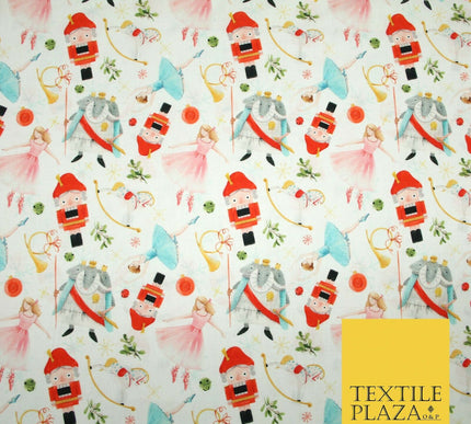 Festive Nutcracker Ballerina Christmas Digital Print 100% Cotton Fabric 58" 4937