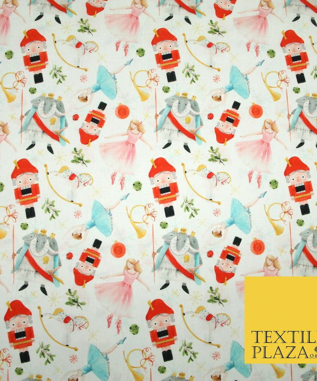 Festive Nutcracker Ballerina Christmas Digital Print 100% Cotton Fabric 58" 4937