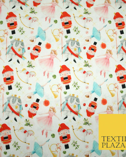 Festive Nutcracker Ballerina Christmas Digital Print 100% Cotton Fabric 58" 4937