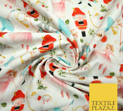 Festive Nutcracker Ballerina Christmas Digital Print 100% Cotton Fabric 58" 4937