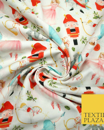 Festive Nutcracker Ballerina Christmas Digital Print 100% Cotton Fabric 58" 4937