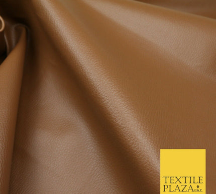 TAN Luxury Faux Leather Fabric Felt Backed PVC Fire Retardant Upholstery 1721