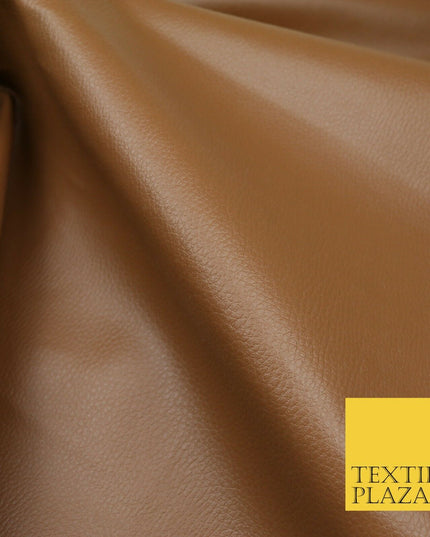 TAN Luxury Faux Leather Fabric Felt Backed PVC Fire Retardant Upholstery 1721