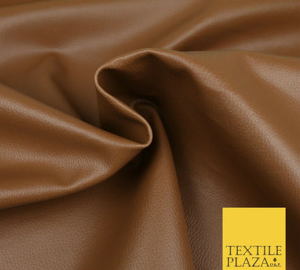 TAN Luxury Faux Leather Fabric Felt Backed PVC Fire Retardant Upholstery 1721