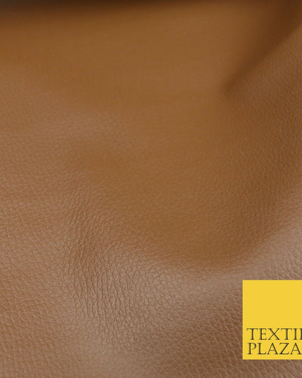 TAN Luxury Faux Leather Fabric Felt Backed PVC Fire Retardant Upholstery 1721
