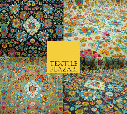 Colourful African Kalamkari Batik Vintage Printed 100% Cotton Canvas Fabric 56"