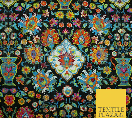 Colourful African Kalamkari Batik Vintage Printed 100% Cotton Canvas Fabric 56"