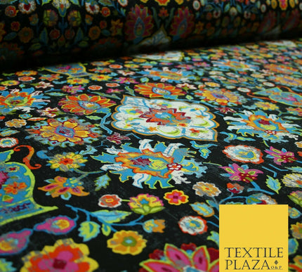 Colourful African Kalamkari Batik Vintage Printed 100% Cotton Canvas Fabric 56"