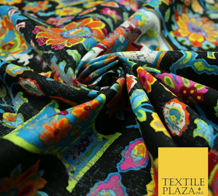 Colourful African Kalamkari Batik Vintage Printed 100% Cotton Canvas Fabric 56"