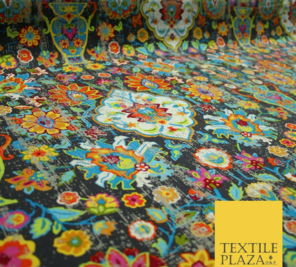 Colourful African Kalamkari Batik Vintage Printed 100% Cotton Canvas Fabric 56"