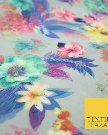 Luxury 3D Multicolour Floral Digital Printed Dual Organza Organdi Fabric 5038