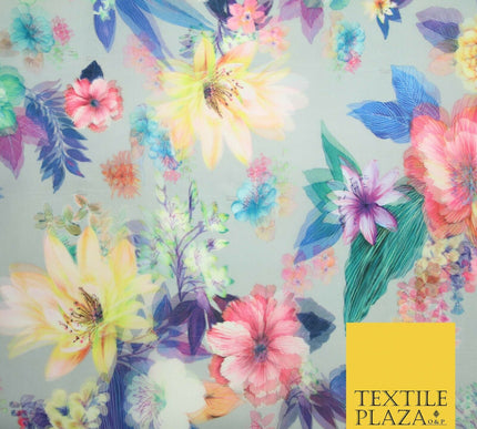 Luxury 3D Multicolour Floral Digital Printed Dual Organza Organdi Fabric 5038