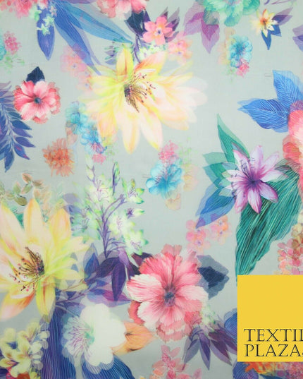 Luxury 3D Multicolour Floral Digital Printed Dual Organza Organdi Fabric 5038
