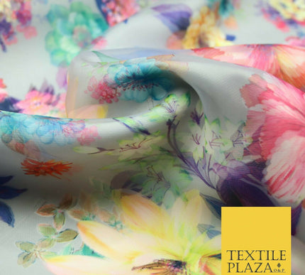 Luxury 3D Multicolour Floral Digital Printed Dual Organza Organdi Fabric 5038