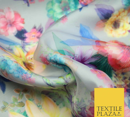 Luxury 3D Multicolour Floral Digital Printed Dual Organza Organdi Fabric 5038