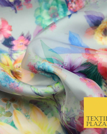 Luxury 3D Multicolour Floral Digital Printed Dual Organza Organdi Fabric 5038