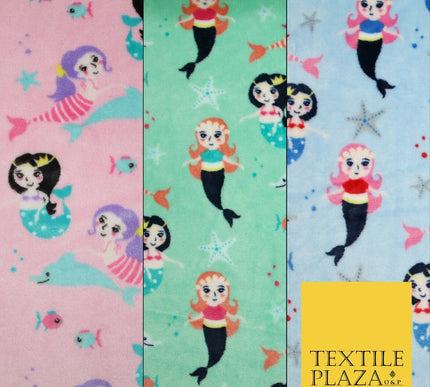 Mythical Mermaid Dolphin Stars SUPER SOFT Printed Cuddle Fleece Blankets Craft