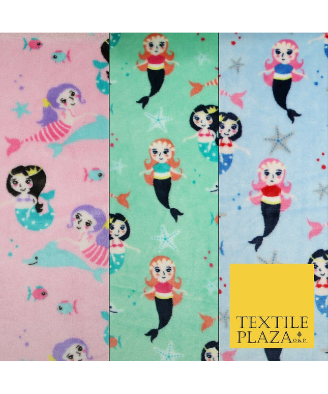 Mythical Mermaid Dolphin Stars SUPER SOFT Printed Cuddle Fleece Blankets Craft