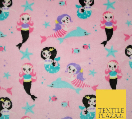Mythical Mermaid Dolphin Stars SUPER SOFT Printed Cuddle Fleece Blankets Craft