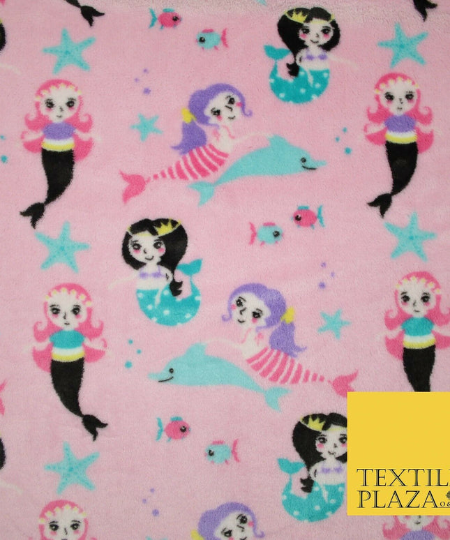 Mythical Mermaid Dolphin Stars SUPER SOFT Printed Cuddle Fleece Blankets Craft