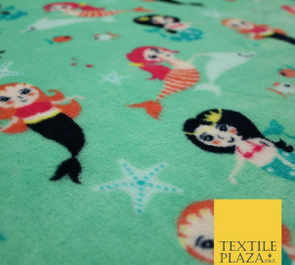 Mythical Mermaid Dolphin Stars SUPER SOFT Printed Cuddle Fleece Blankets Craft