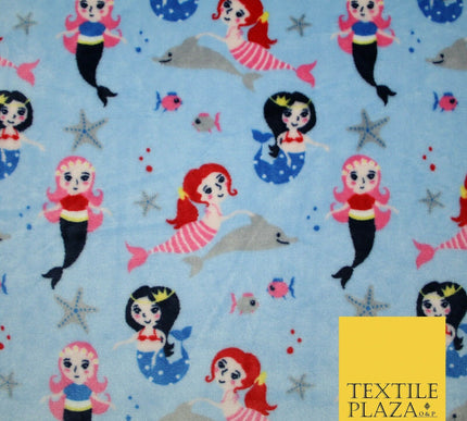 Mythical Mermaid Dolphin Stars SUPER SOFT Printed Cuddle Fleece Blankets Craft