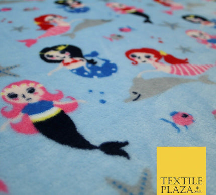 Mythical Mermaid Dolphin Stars SUPER SOFT Printed Cuddle Fleece Blankets Craft