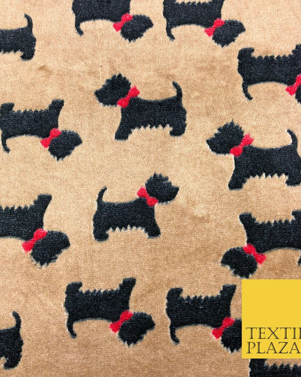 Cute Scottie Dog Terrier Bow SUPER SOFT Printed Cuddle Fleece Fabric Blankets