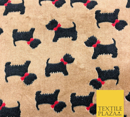 Cute Scottie Dog Terrier Bow SUPER SOFT Printed Cuddle Fleece Fabric Blankets