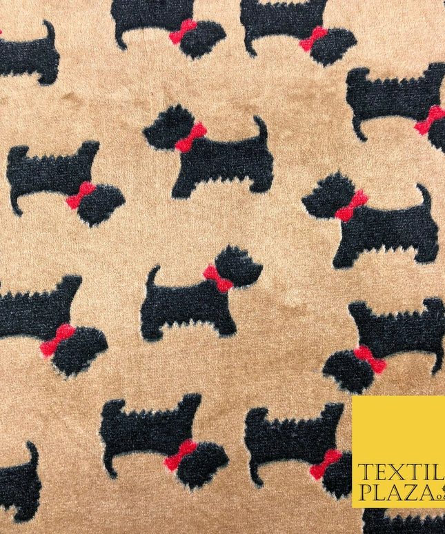 Cute Scottie Dog Terrier Bow SUPER SOFT Printed Cuddle Fleece Fabric Blankets