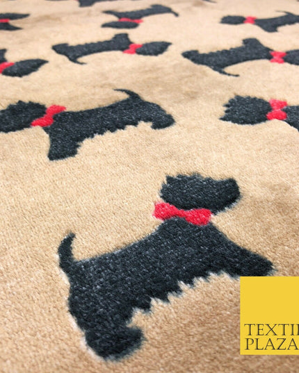 Cute Scottie Dog Terrier Bow SUPER SOFT Printed Cuddle Fleece Fabric Blankets