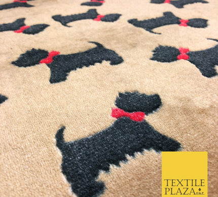 Cute Scottie Dog Terrier Bow SUPER SOFT Printed Cuddle Fleece Fabric Blankets