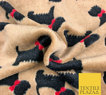 Cute Scottie Dog Terrier Bow SUPER SOFT Printed Cuddle Fleece Fabric Blankets