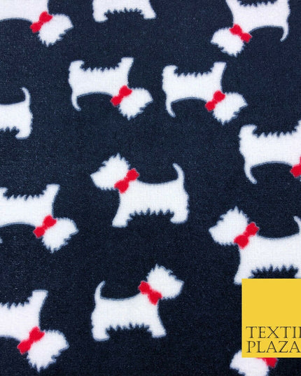 Cute Scottie Dog Terrier Bow SUPER SOFT Printed Cuddle Fleece Fabric Blankets