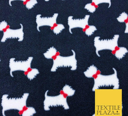 Cute Scottie Dog Terrier Bow SUPER SOFT Printed Cuddle Fleece Fabric Blankets