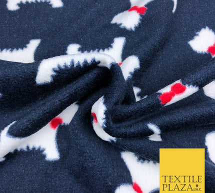 Cute Scottie Dog Terrier Bow SUPER SOFT Printed Cuddle Fleece Fabric Blankets