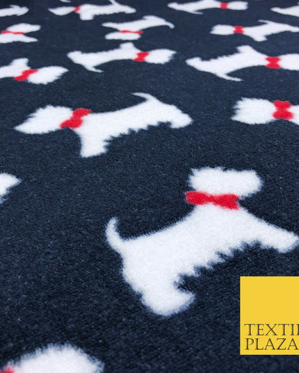 Cute Scottie Dog Terrier Bow SUPER SOFT Printed Cuddle Fleece Fabric Blankets