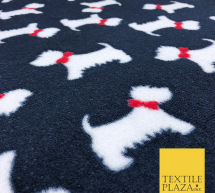 Cute Scottie Dog Terrier Bow SUPER SOFT Printed Cuddle Fleece Fabric Blankets