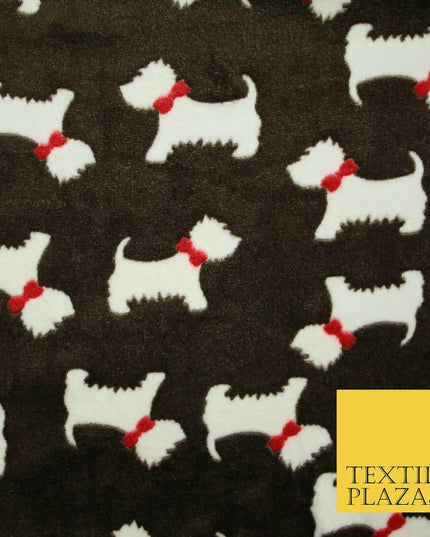 Cute Scottie Dog Terrier Bow SUPER SOFT Printed Cuddle Fleece Fabric Blankets