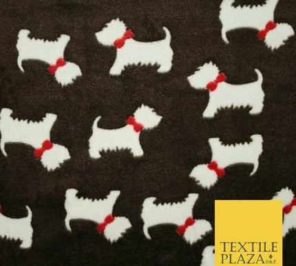 Cute Scottie Dog Terrier Bow SUPER SOFT Printed Cuddle Fleece Fabric Blankets