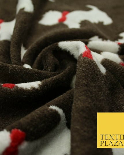Cute Scottie Dog Terrier Bow SUPER SOFT Printed Cuddle Fleece Fabric Blankets