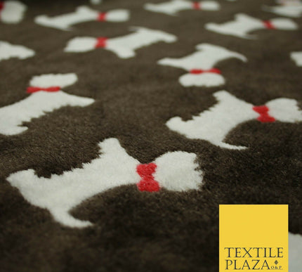 Cute Scottie Dog Terrier Bow SUPER SOFT Printed Cuddle Fleece Fabric Blankets