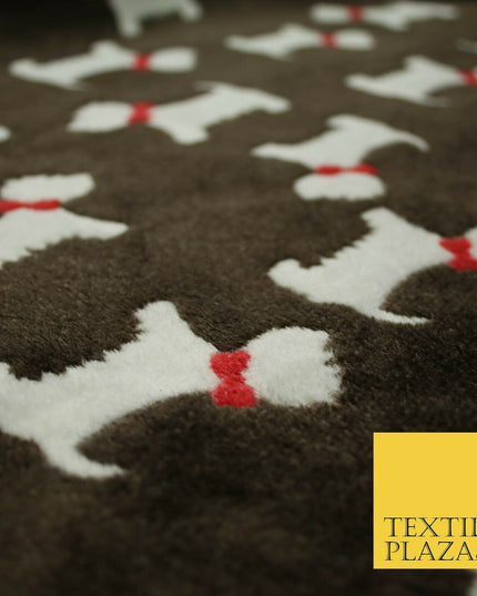 Cute Scottie Dog Terrier Bow SUPER SOFT Printed Cuddle Fleece Fabric Blankets